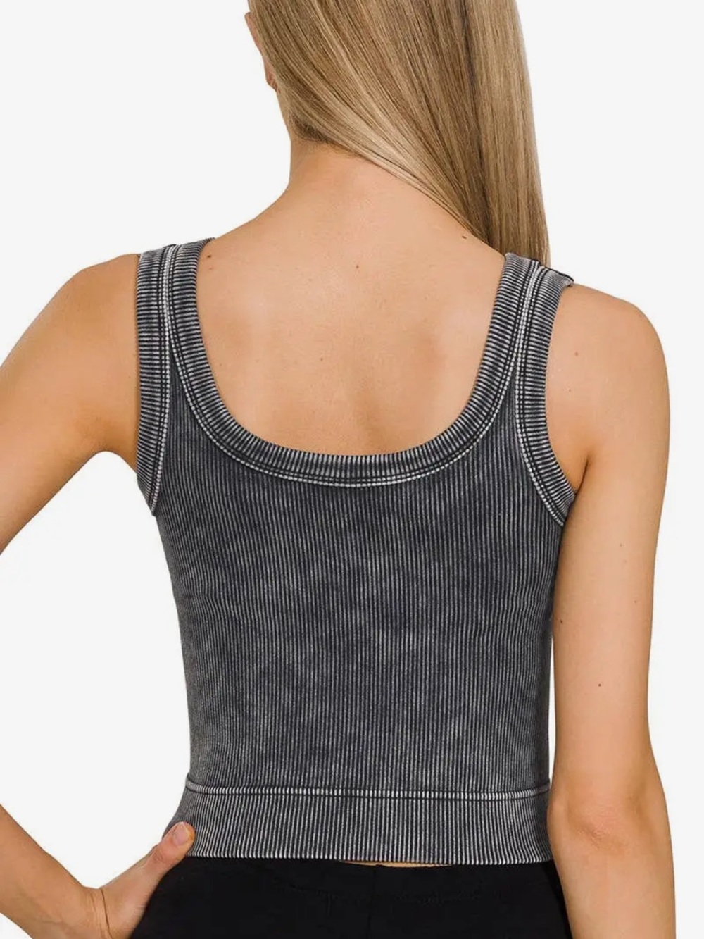 Zenana Outfitters sleet Ribbed Brami Tank Sports Bra - Picture 3 of 4